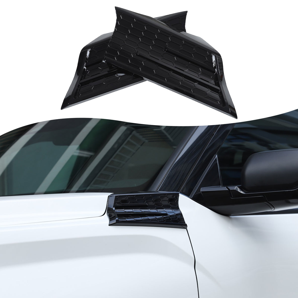 Glossy Piano Black Fender Upper Decoration Cover Trim For Toyota Tundra 2022+ US 14