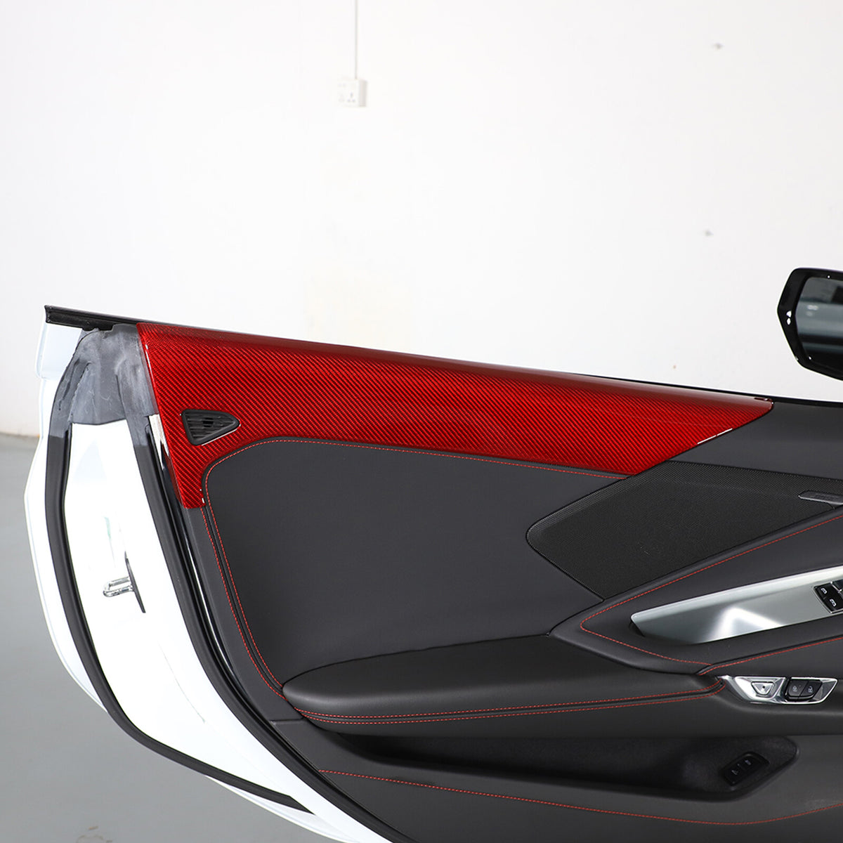 Red Real Carbon Fiber Full Interior Set Decor Trim Kit for Corvette C8 20-25 32