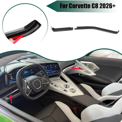 8PCS Carbon Fiber ABS Full Center Console Panel Trim Set For Corvette C8 2026+ 6