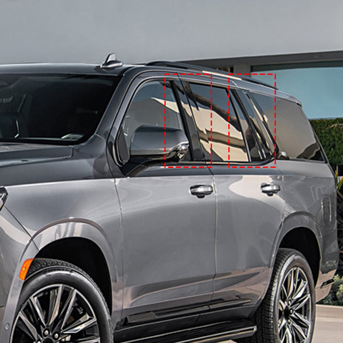 Black Alloy Center Door Pillar Post Mirror Trim Set For Cadillac Escalade 2021+ 13