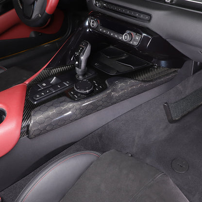 Real Carbon Fiber Console Gear Shift Frame Side Cover For Toyota Supra A90 19-25 3