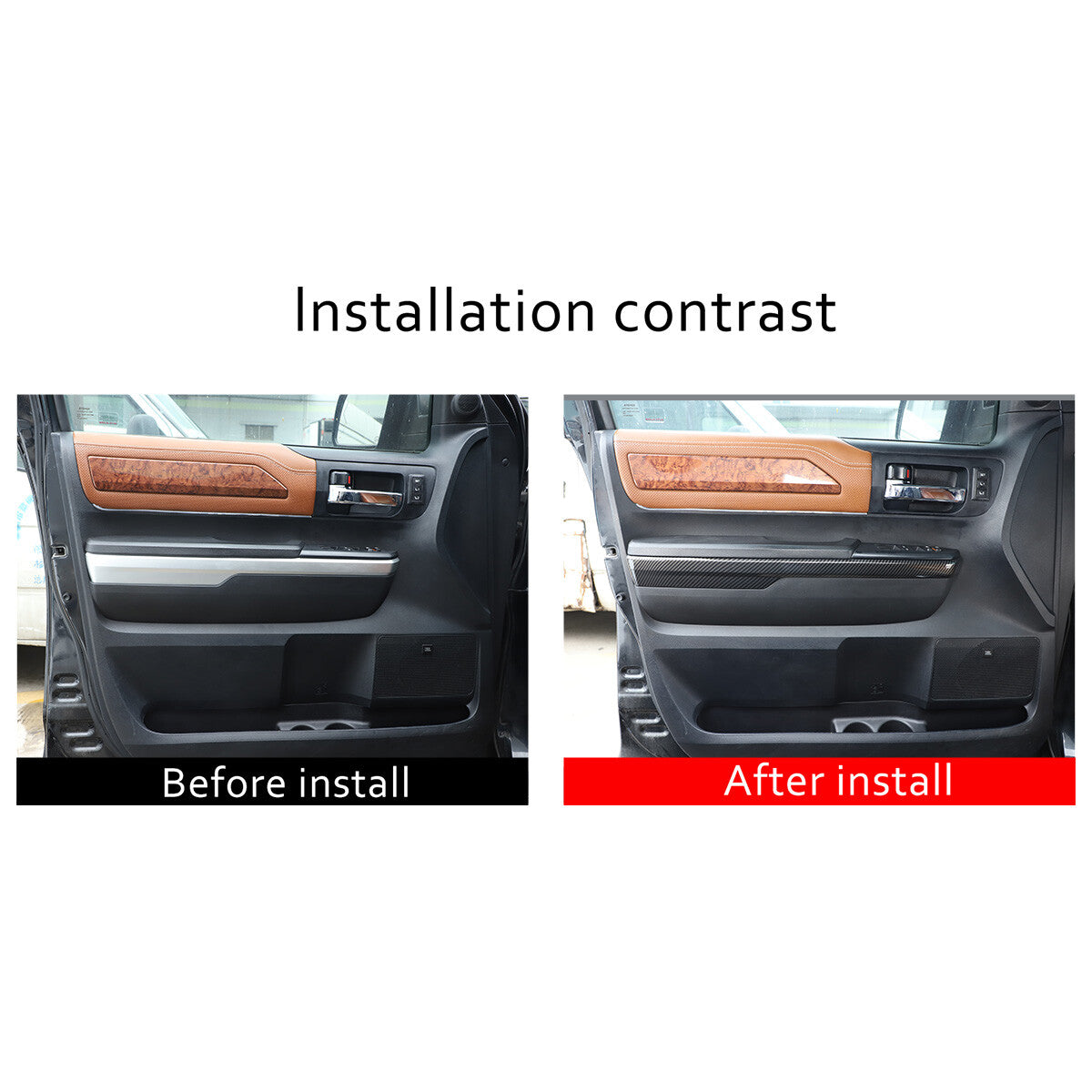 ABS Carbon Fiber Inner Door Panel Trim For Toyota Tundra Crew Cab 2014-2020 7