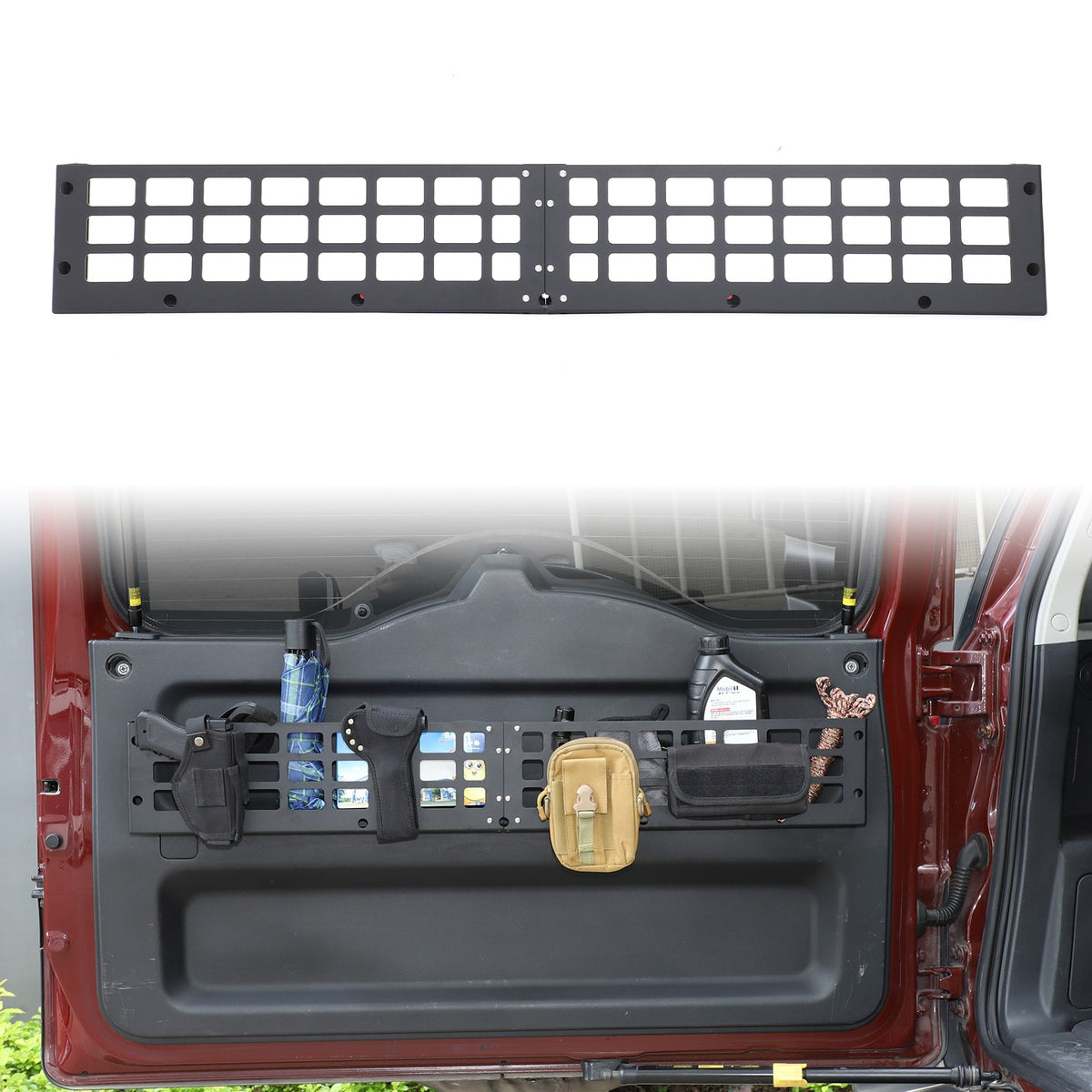 Aluminum Tailgate Hanging Bag Rack Molle Panel For Toyota FJ Cruiser 2007-2021 19
