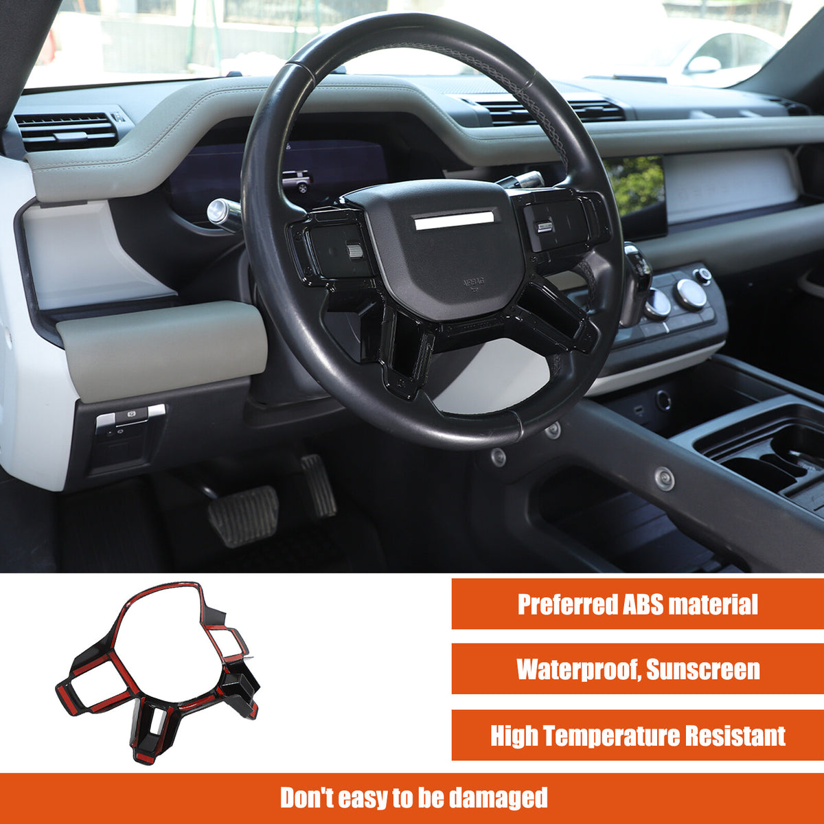 Mecha Glossy Black Steering Wheel Frame Trim For Land Rover Defender L663 20-25 13