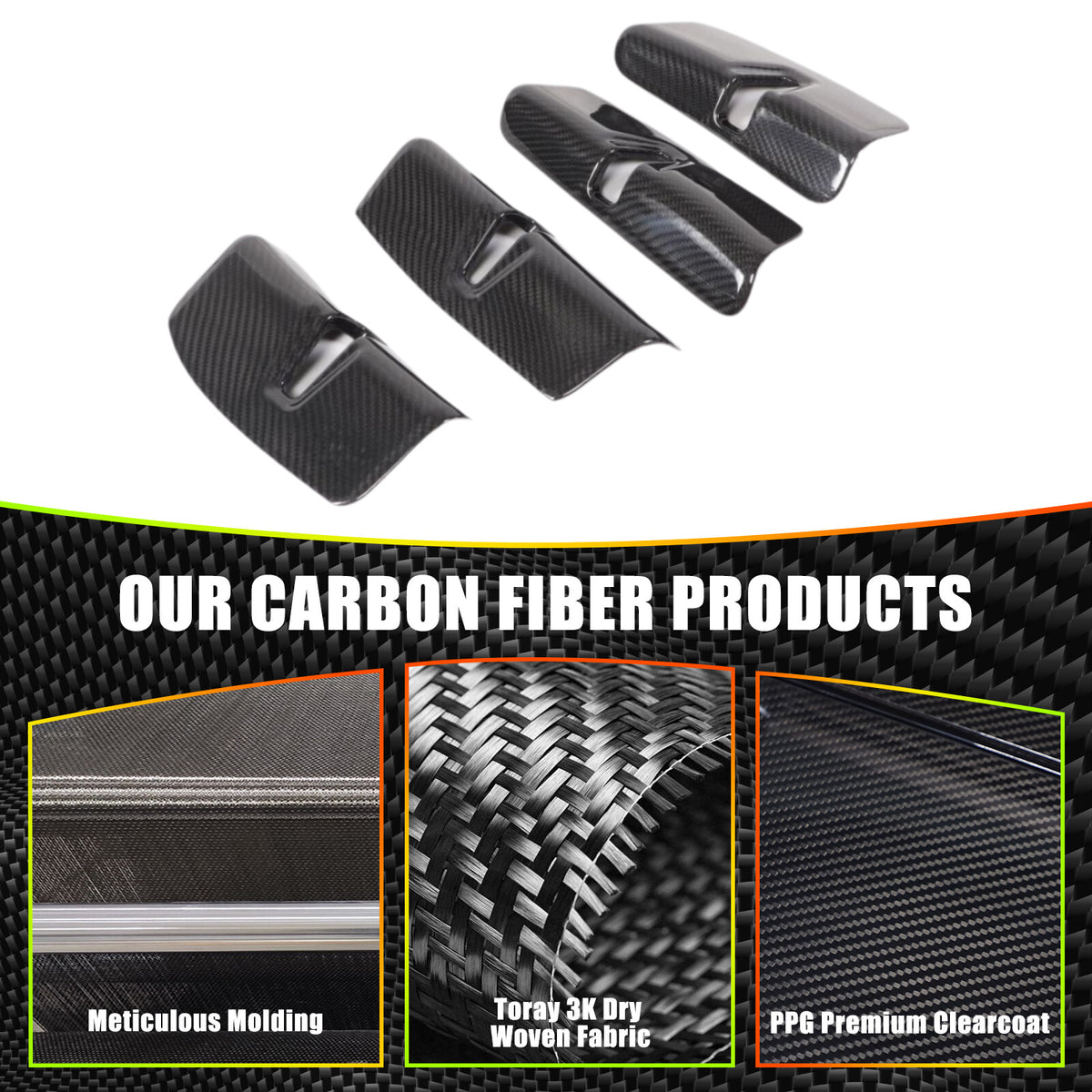 Real Carbon Fiber Interior Door Lock Trim Cover For Porsche Panamera 17-23 5