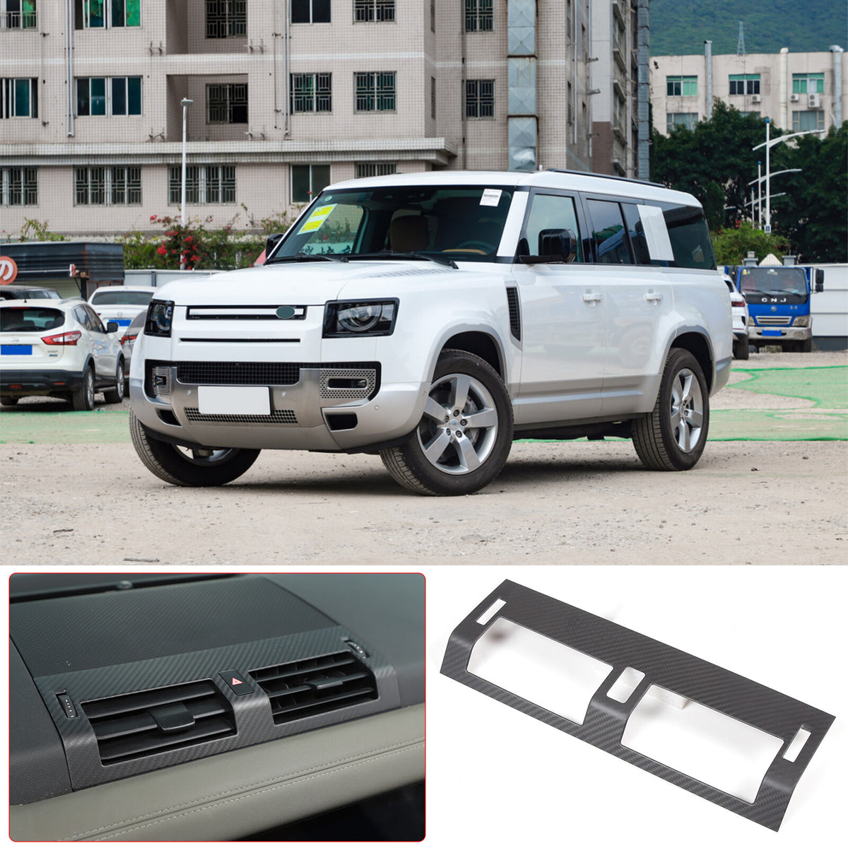 Matte Real Carbon Fiber Center Console Air Vent Trim For LR Defender 20-24 US 14