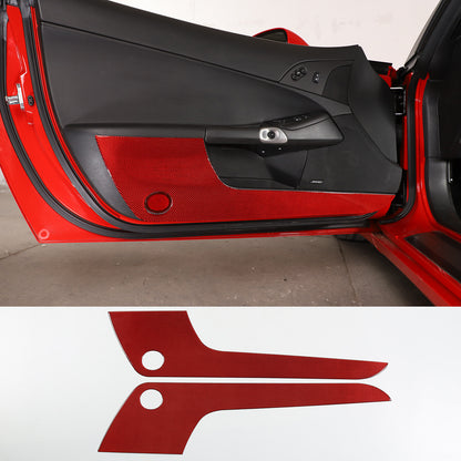 For Corvette C6 05-13 Door Bottom Anti-Kick Anti-Scratch Trim Carbon Fiber Red 1