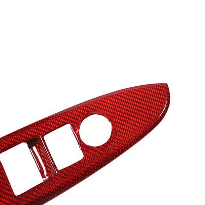 Red Real Carbon Fiber Window Lift Switch Button Trim For Mazda MX-5 Miata 16-23 8