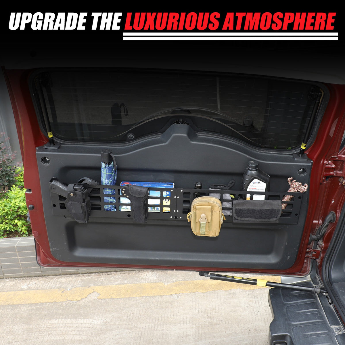 Aluminum Tailgate Hanging Bag Rack Molle Panel For Toyota FJ Cruiser 2007-2021 24