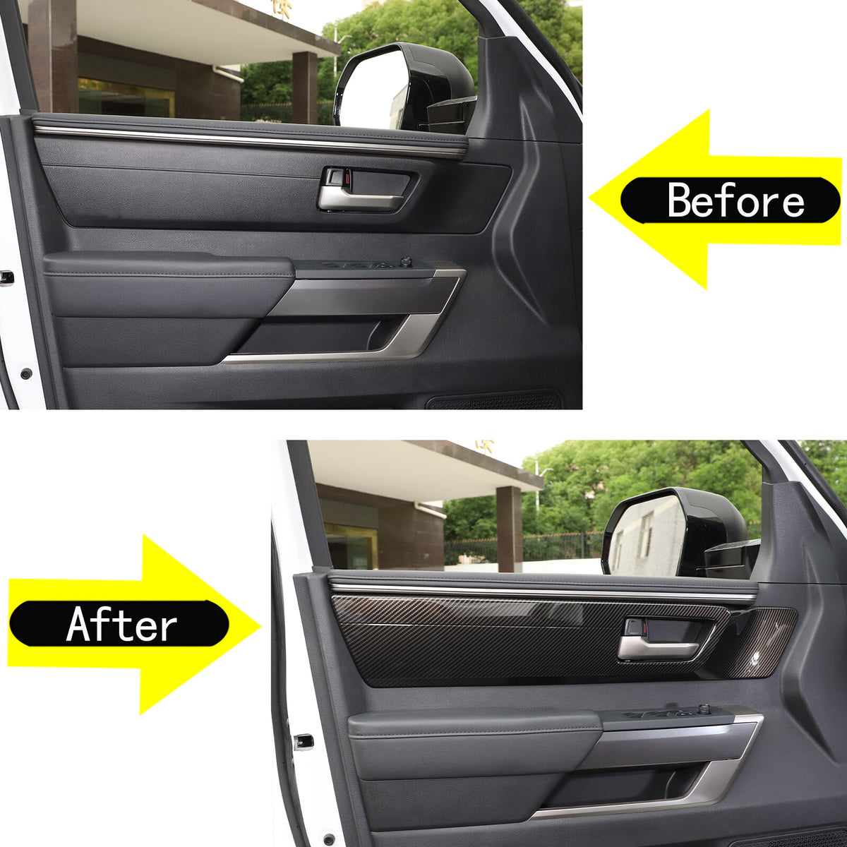 ABS Carbon Fiber Inner Door Handle Panel Frame Trim For Toyota Tundra 2022-23 US 3