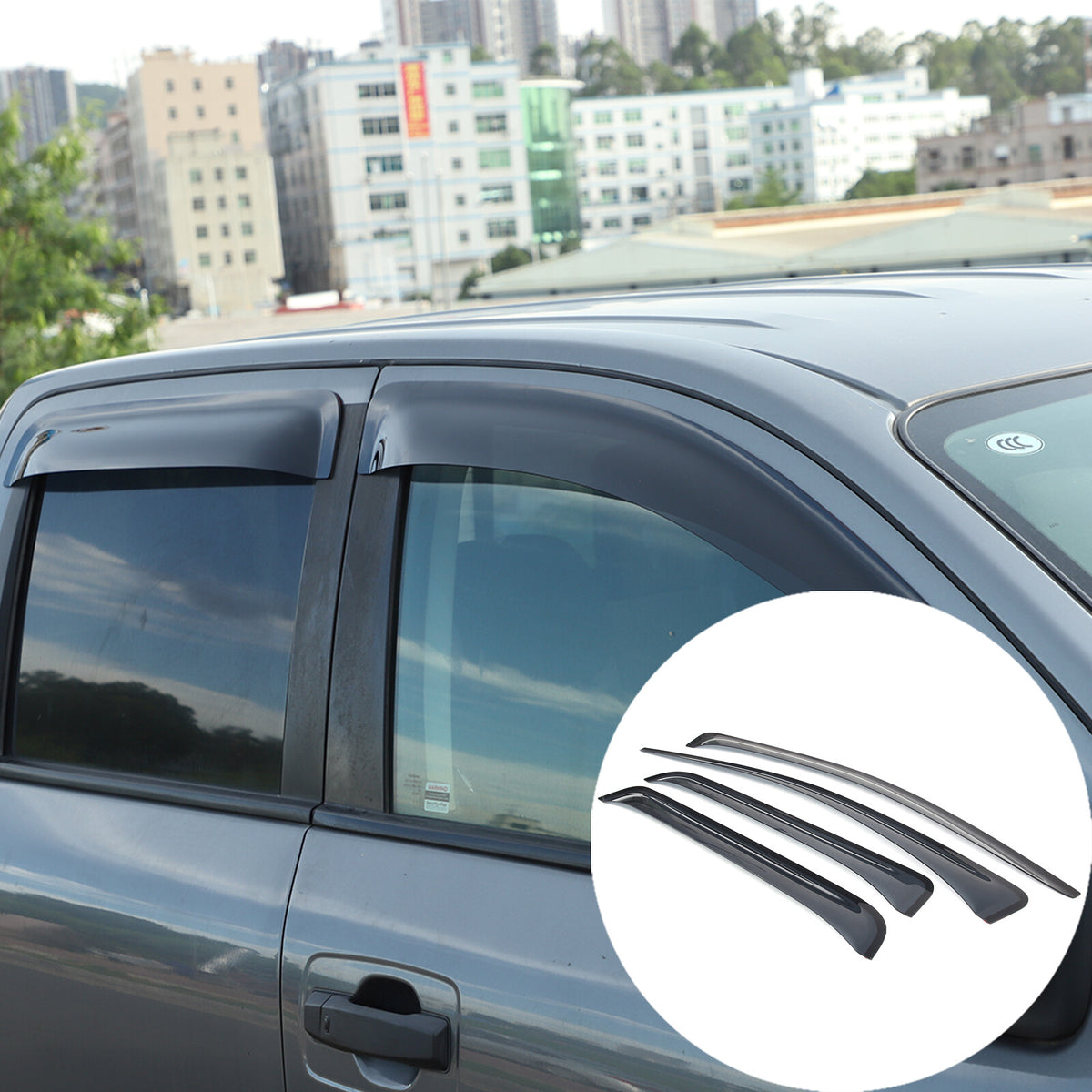 Black Window Rain Guards Visor Rain Guard Wind Deflectors For Nissan Titan 16-23 3