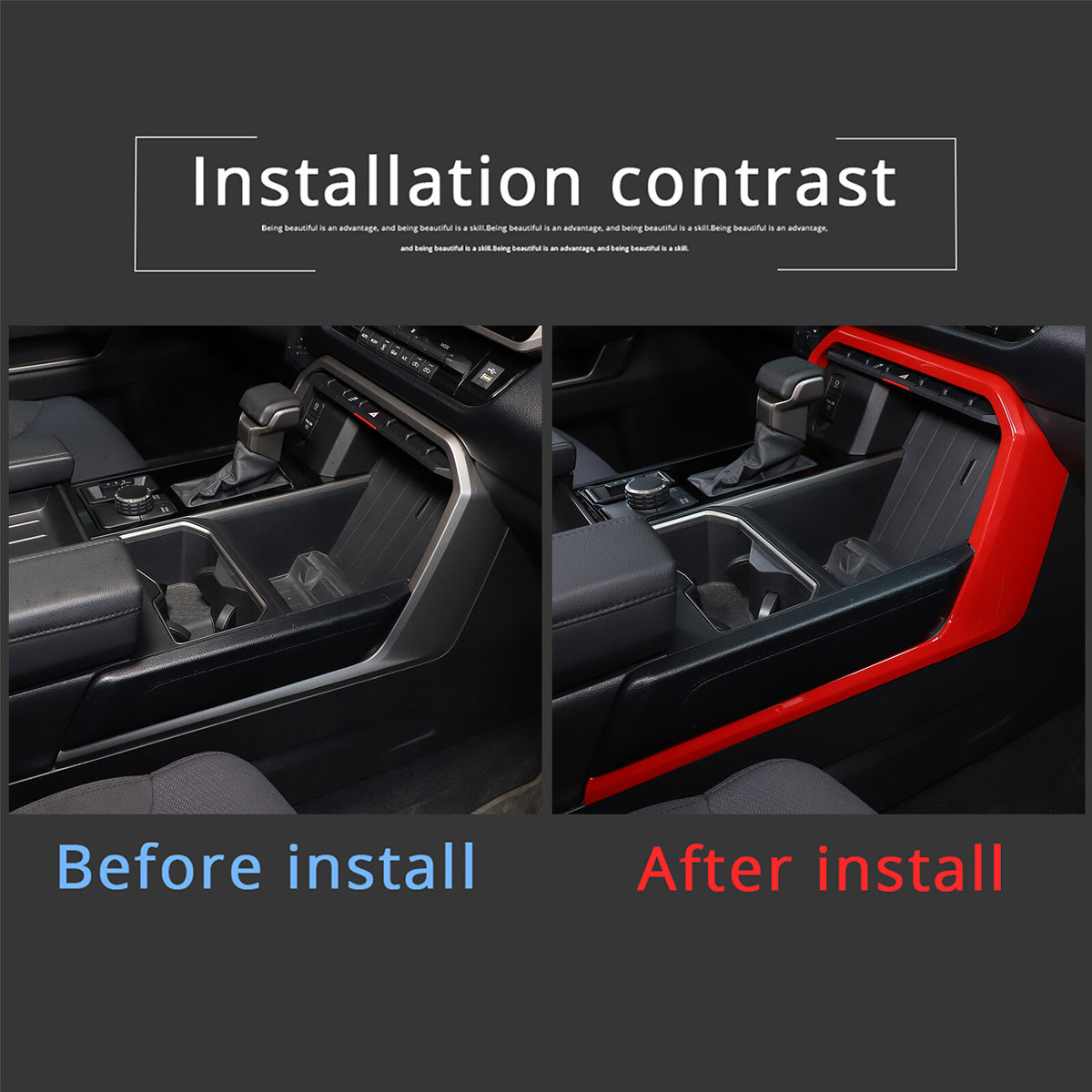 Sport Red ABS Center Console Gear Shift Outer Trim For Toyota Tundra/Sequoia 22+ 4