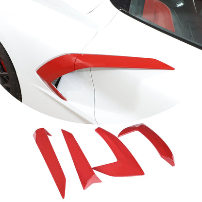 Red ABS Exterior Body Side Air Vent Cover Trim Molding For Corvette C8 2020-2026 11