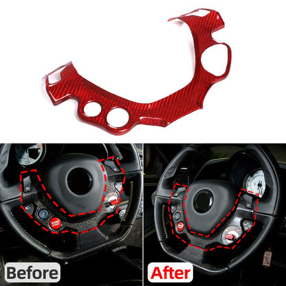 Red Real Dry Carbon Fiber Steering Wheel Button Trim For Ferrari 458 2011-2016 21