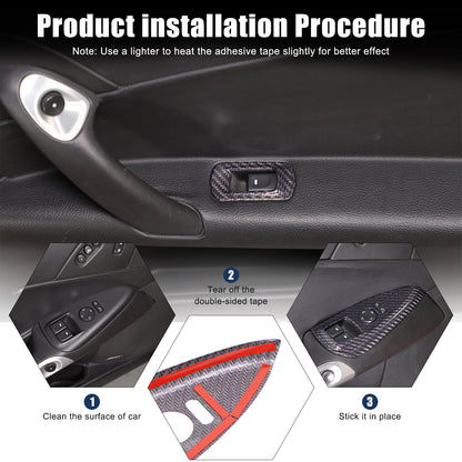 Real Carbon Fiber Window Lift Switch Button Trim Frame For Corvette C6 2005-2013 4