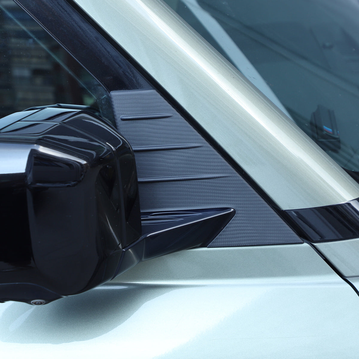 Matte Real Carbon Fiber Window Triangle A-Pillar Cover For LR Defender 2020-24 1