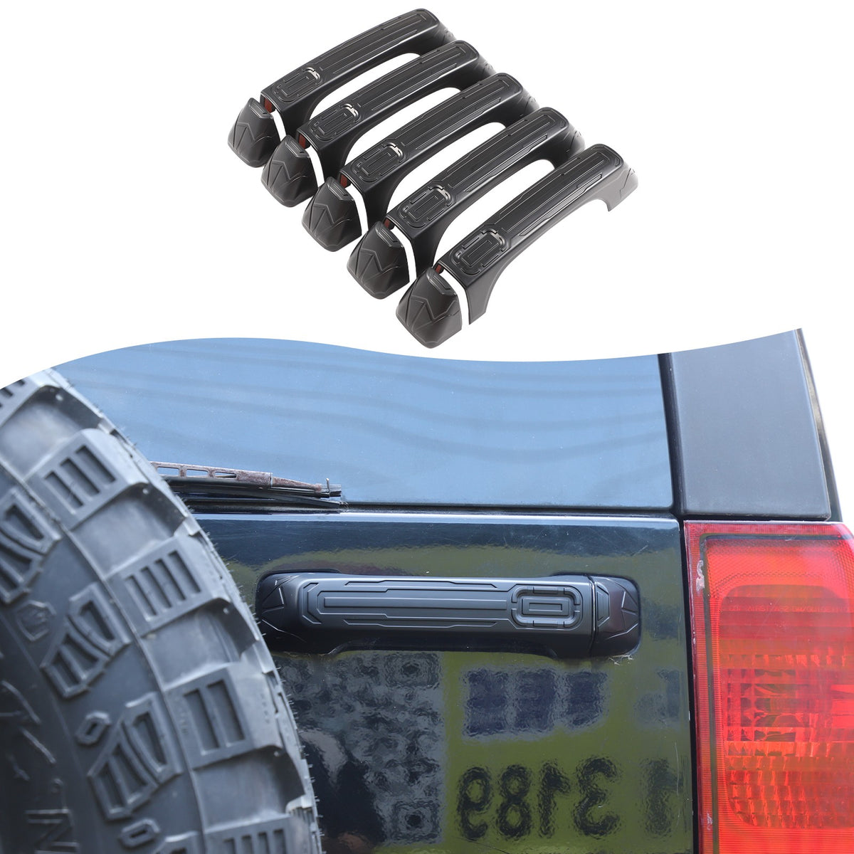 Mecha Matte Black ABS Door + Tailgate Handle Cover Trim For Hummer H3 2005-2009 8