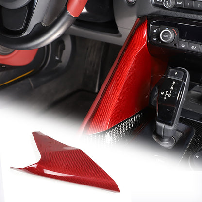 Red Real Carbon Fiber Center Gear Shift Side Panel Trim For Toyota Supra A90 19+ 13