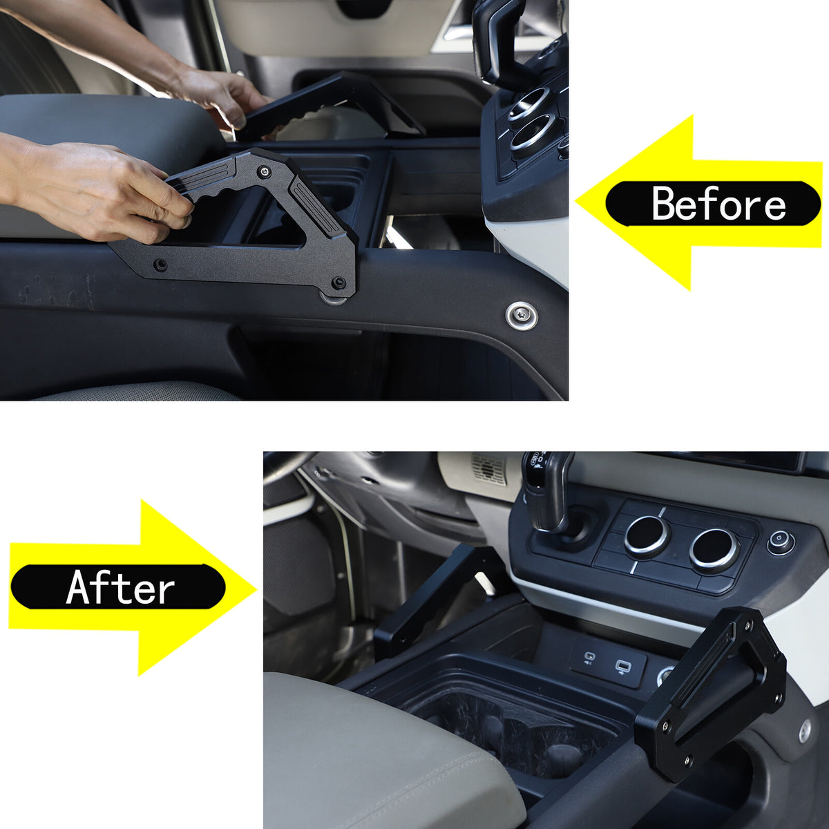 Black Alloy Door Pull Handle Armrest Panel Cover trim For LR Defender 2020-24 14