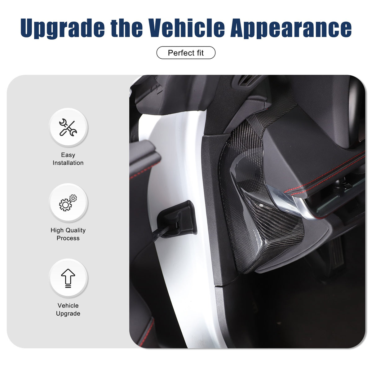 Real Carbon Fiber Interior Door Pillar Trim Cover For Corvette C8 2020+ 6