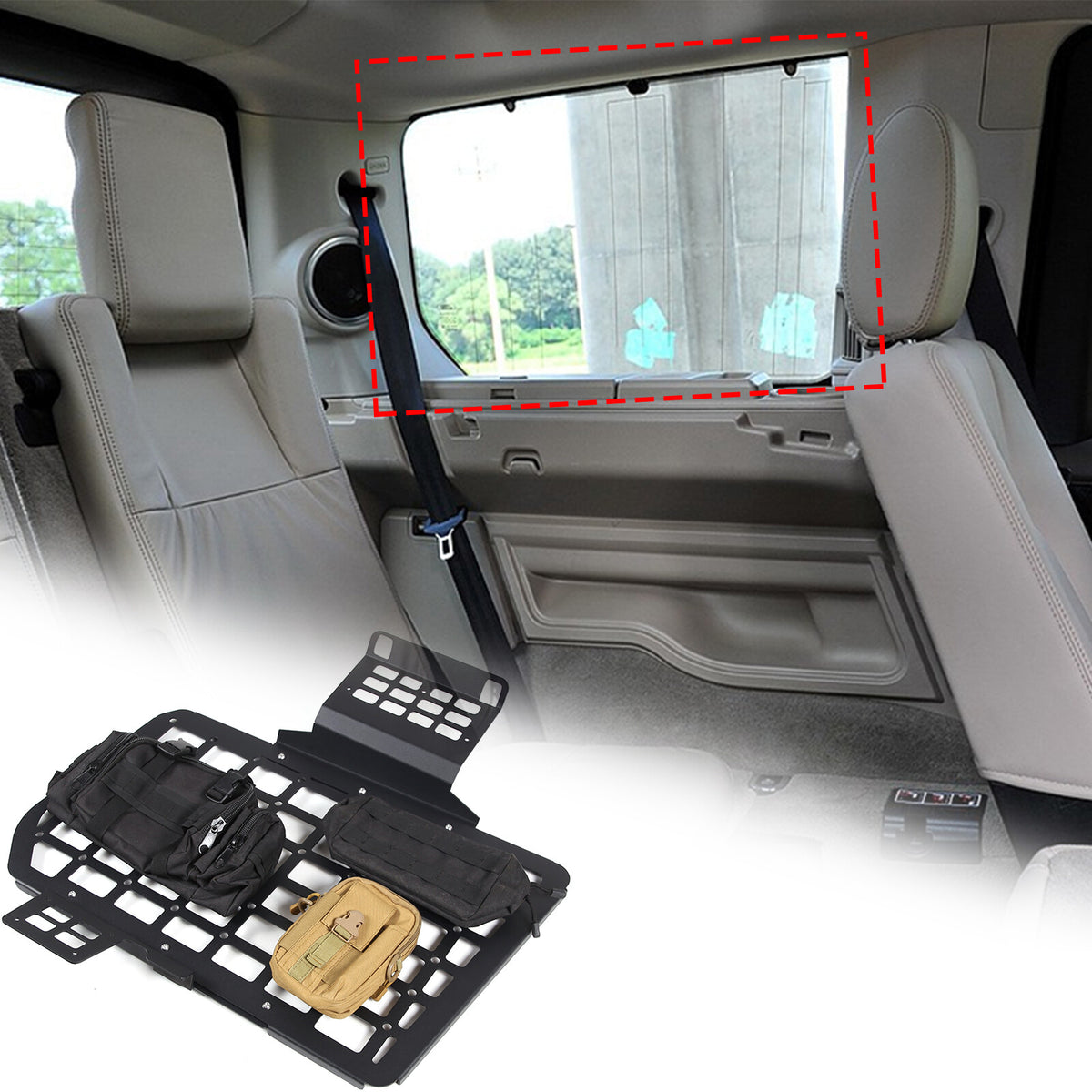 Rear Side Window MOLLE Storage Flank Panel For Land Rover Discovery LR3 LR4 L319 6