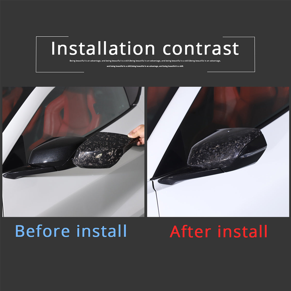 Forged Real Carbon Fiber Side Review Mirror Cover Trim For Corvette C8 2020-26 20