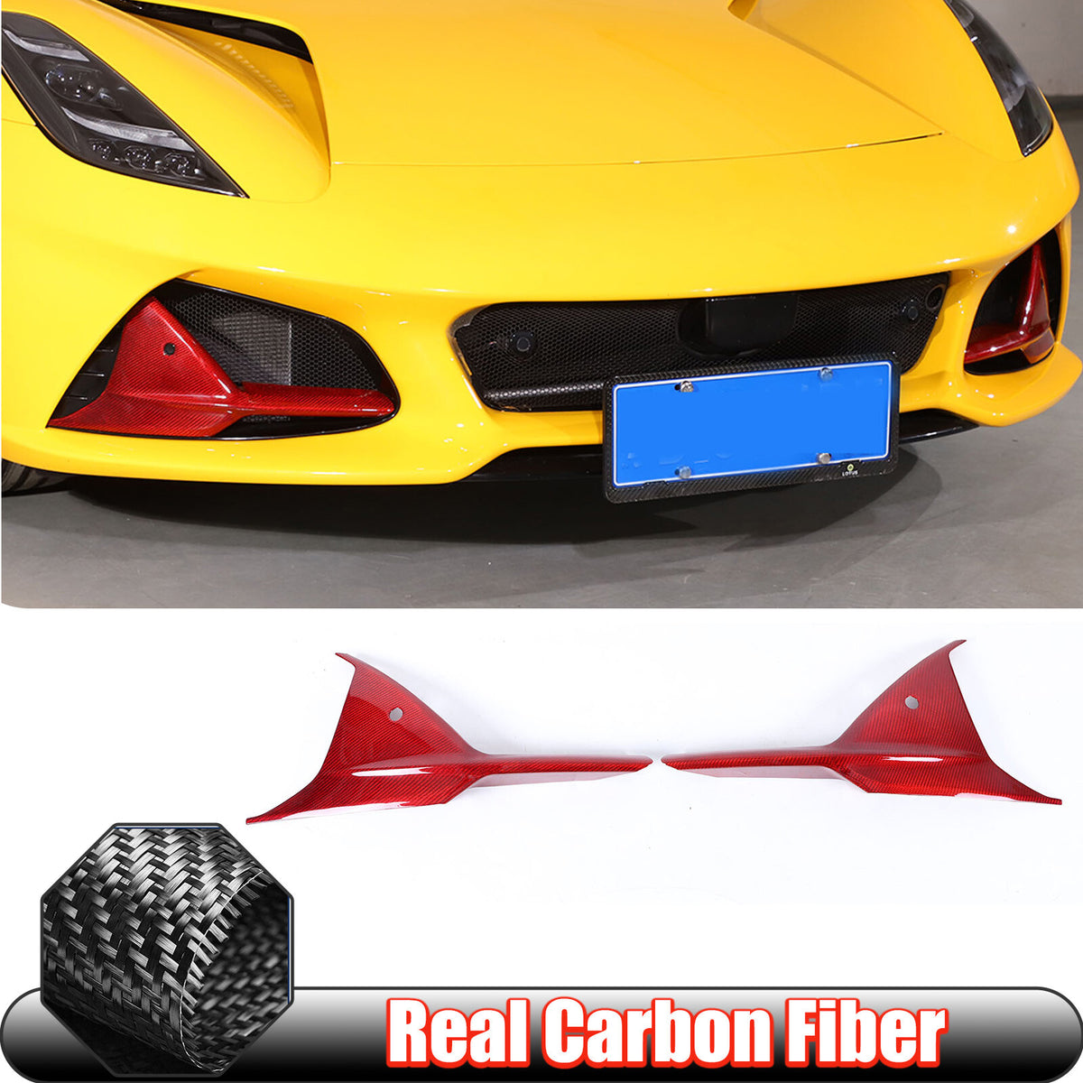 Red Real Carbon Fiber Interior Exterior Conosle Trim Cover For Lotus EMIRA 21-25 158