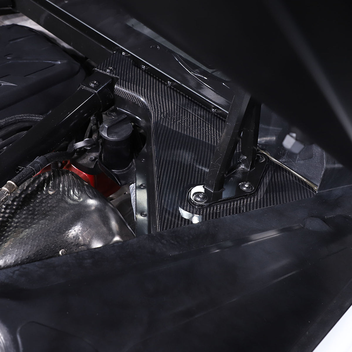 For 20-Up Corvette C8 CARBON FIBER Engine Bay Trim Appearance Corner Vent Cover 7