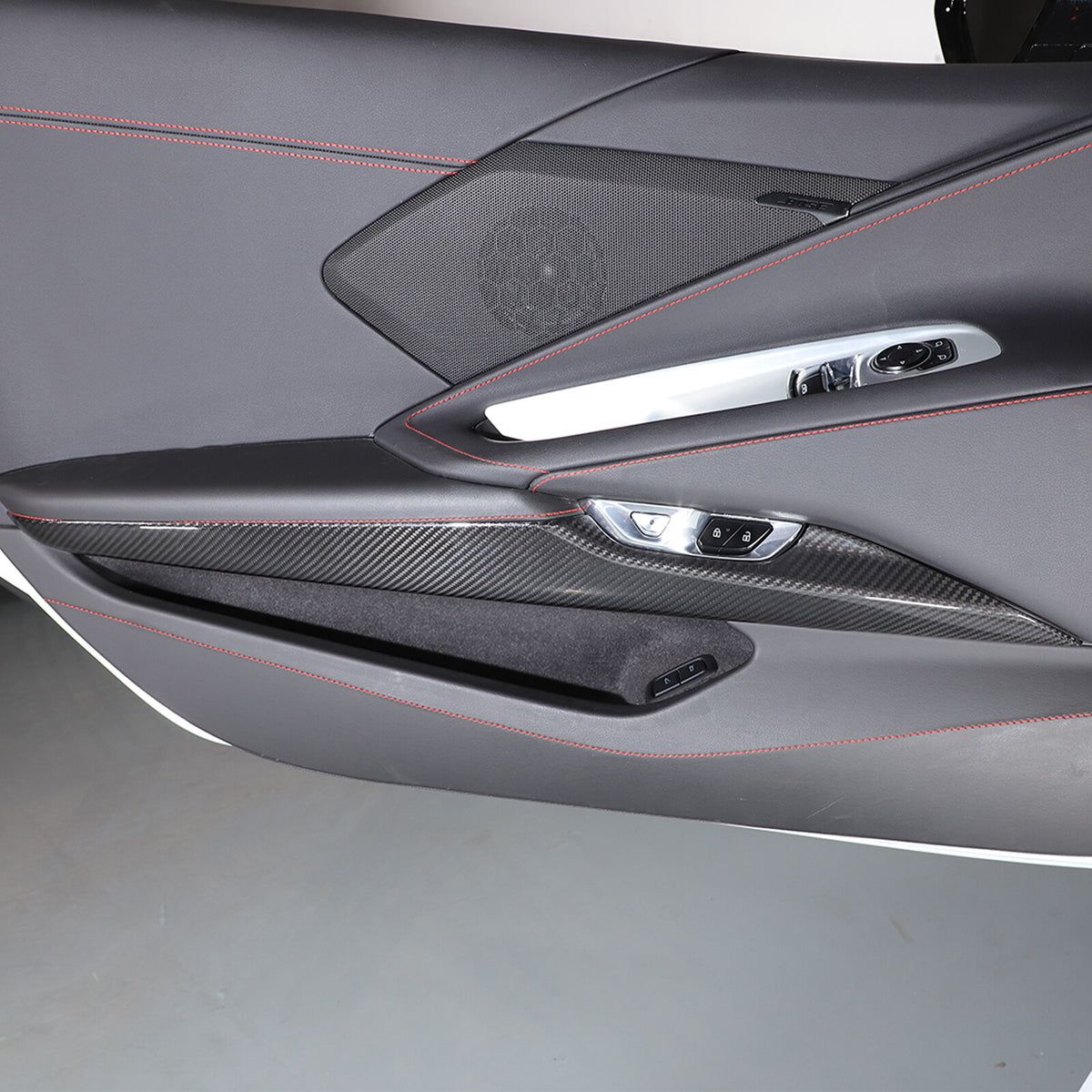 Real Carbon fiber Interior Inner Door Panel Cover Trim for Corvette C8 20-26 US 8