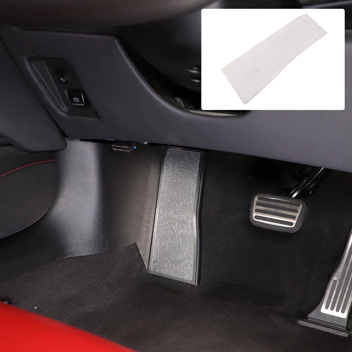 Silver Stainless Steel Left Foot Rest Pedal for Corvette C8 2020+ 10