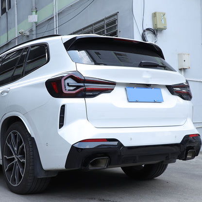 Steel Glossy Black Exhaust Tailpipe Tip Trim For BMW X3 G01 X4 G02 2022-2024 3