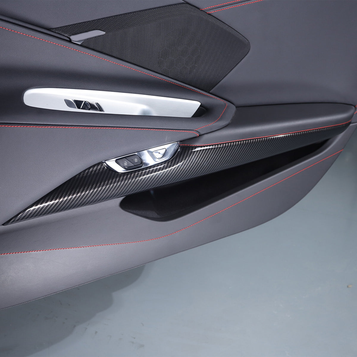 Carbon Fiber ABS Interior Door Panel Cover Trim Frame for Corvette C8 20-26 10