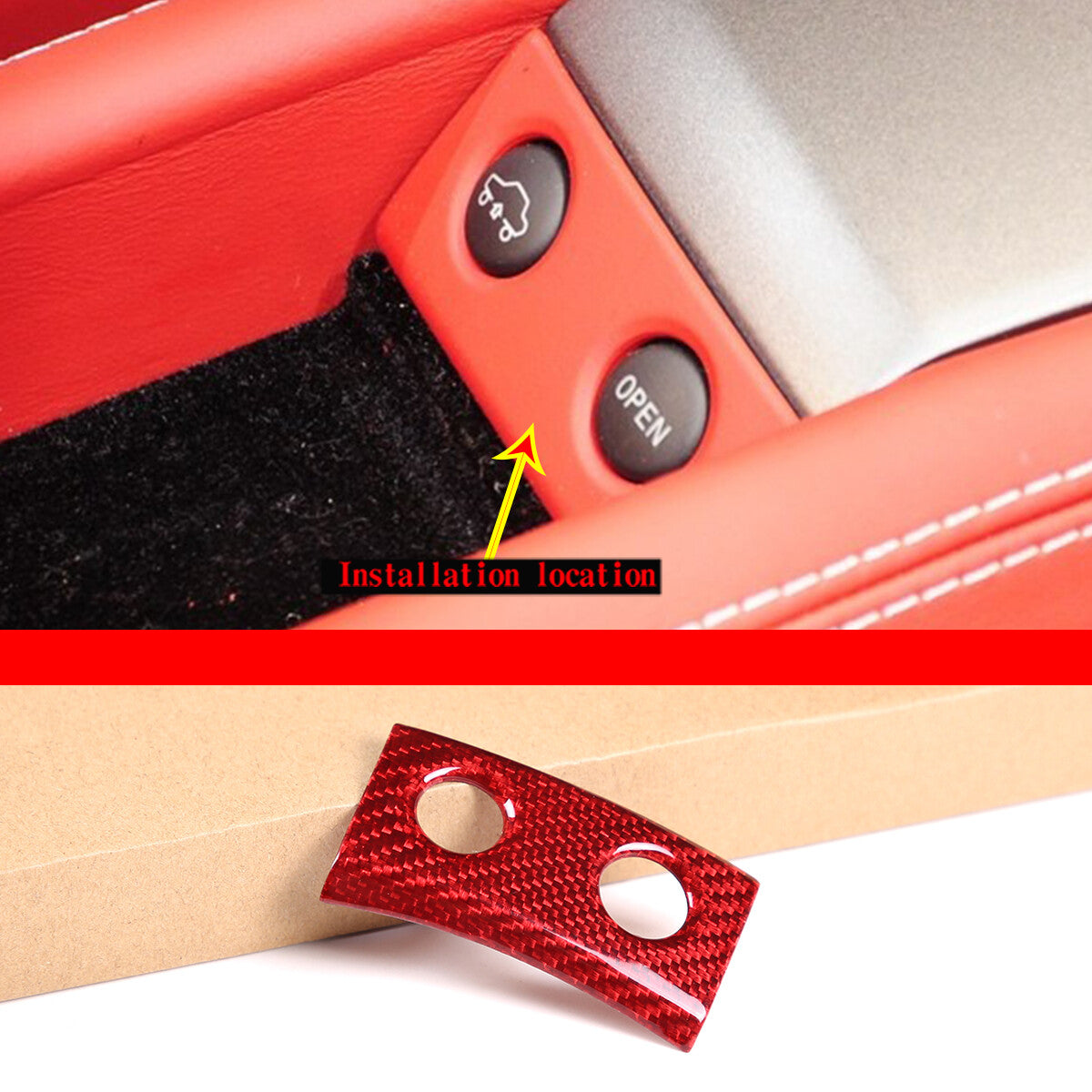 Red Real Carbon Fiber Center Interior Set Cover Trim Kit For Ferrari 458 2011-16 49