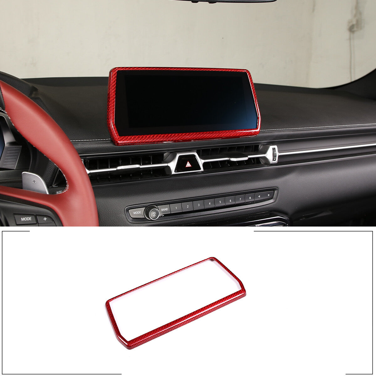 Red Carbon Fiber Console Navigation GPS Panel Trim For Toyota Supra 19-24 8