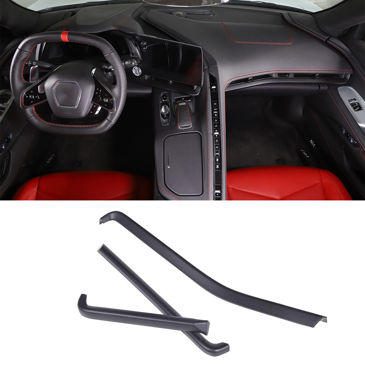 Matte Black ABS Full Interior Set Cover Trim Kit For Corvette C8 2020-25 - Styles 1-5 3