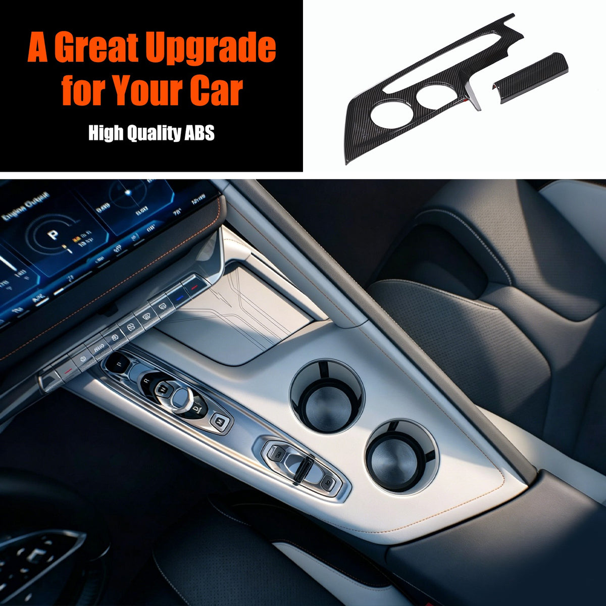 Carbon Fiber ABS Center Console Gear Shift Panel Trim For Corvette C8 2026+ 19
