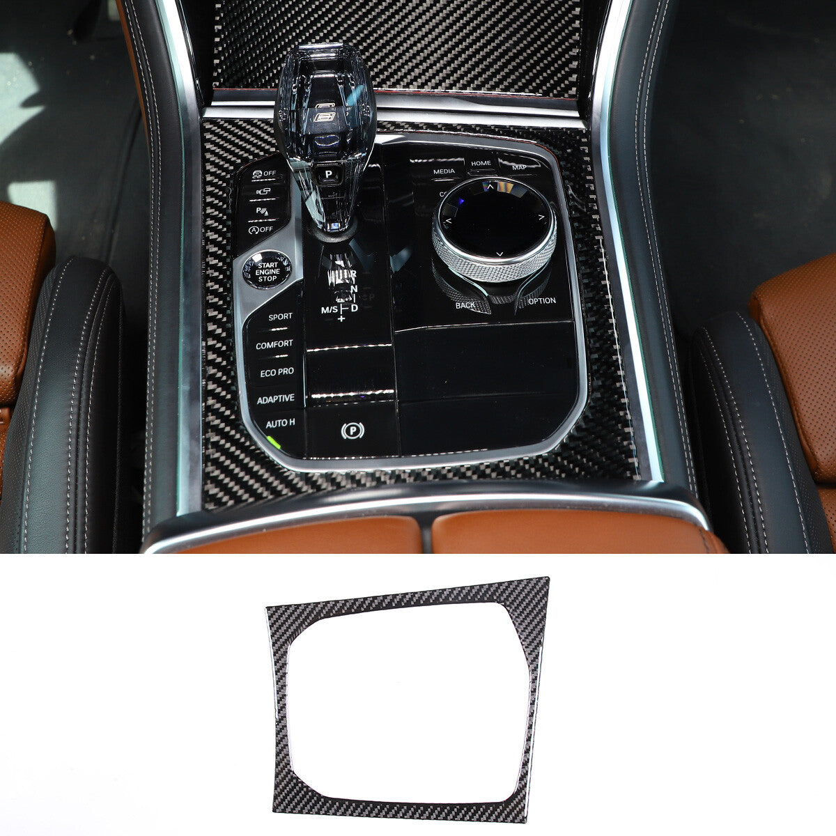 4pcs Carbon Fiber Console Gear shift Panel Trim Cover For BMW 8 Series G15 19-22 7
