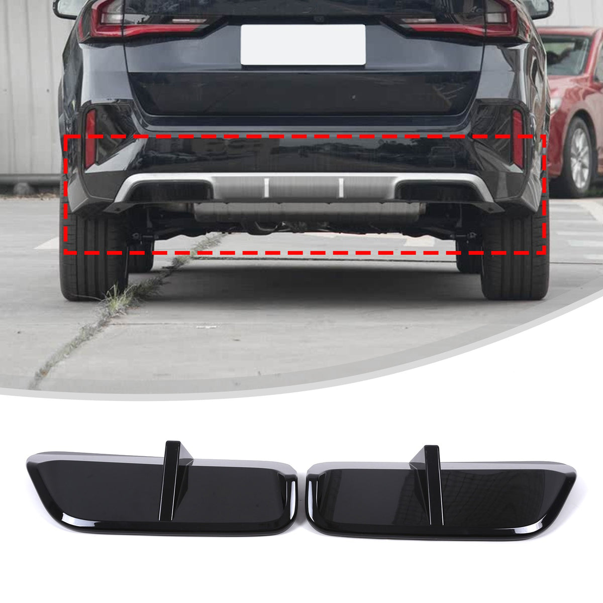 Piano Black Rear Lower Bumper Side Spoiler Trim For BMW X1 U12 23+ Sport US 12