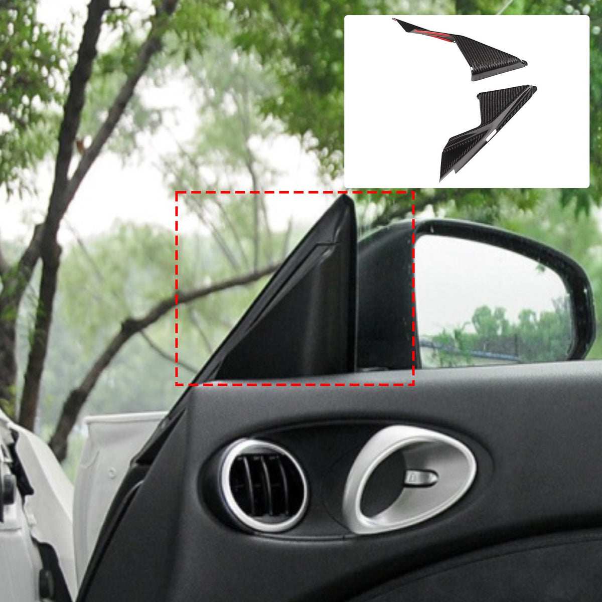 Real Carbon Fiber Front Inner Triangle Pillar Trim For Nissan 370Z Z34 2009-2020 10