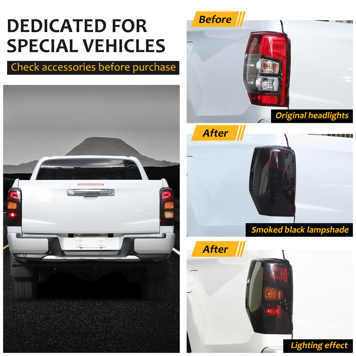 Smoked Black Rear Tail Light Guard Cover Trim Bezels For Mitsubishi L200 2019+ 8
