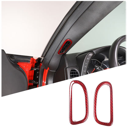Red Carbon Fiber Interior A-pillar Speaker Frame Trim For Corvette C6 2005-2013 3