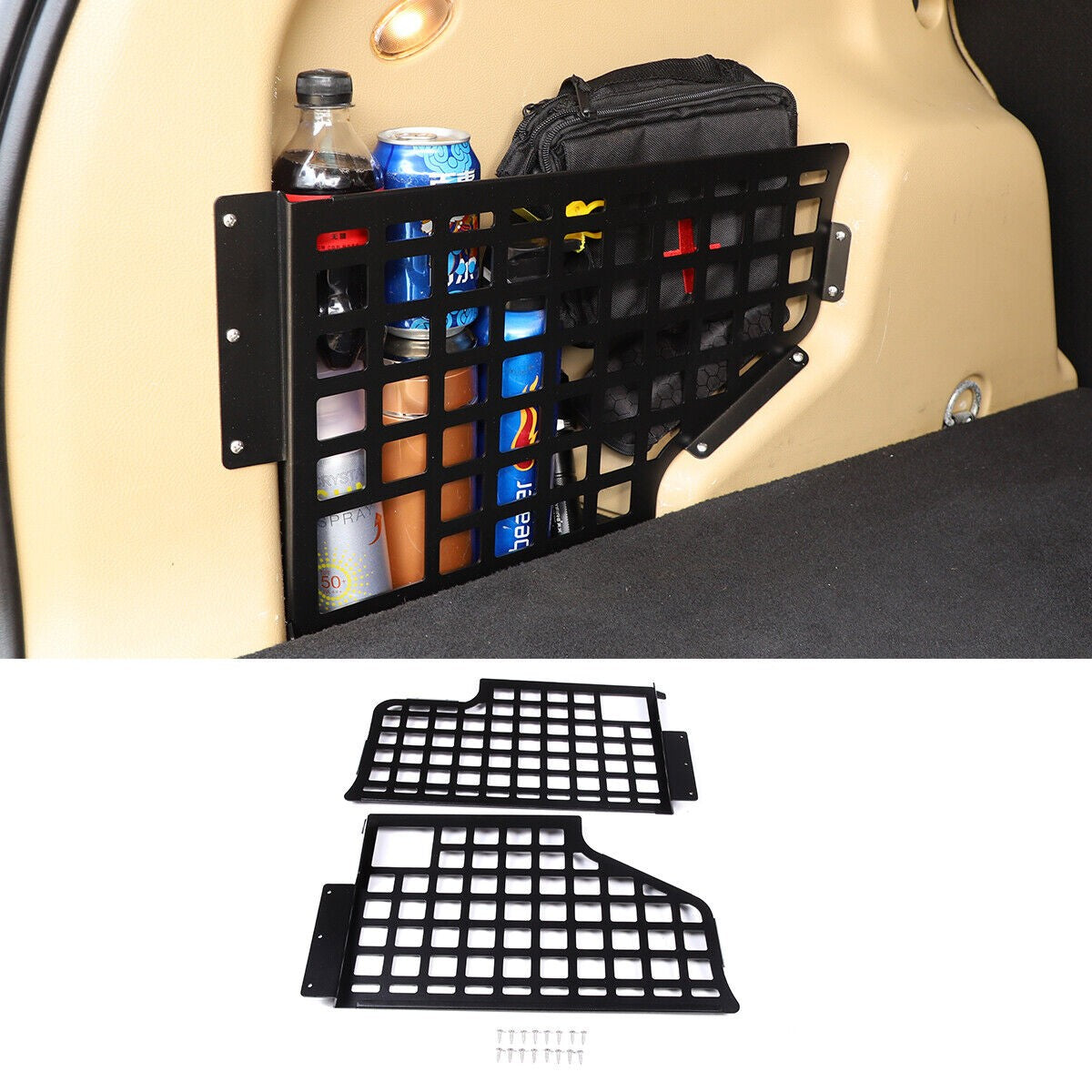 Alloy Rear Trunk Side Storage Baffle Molle Panel For LR Freelander 2 2007-2015 1