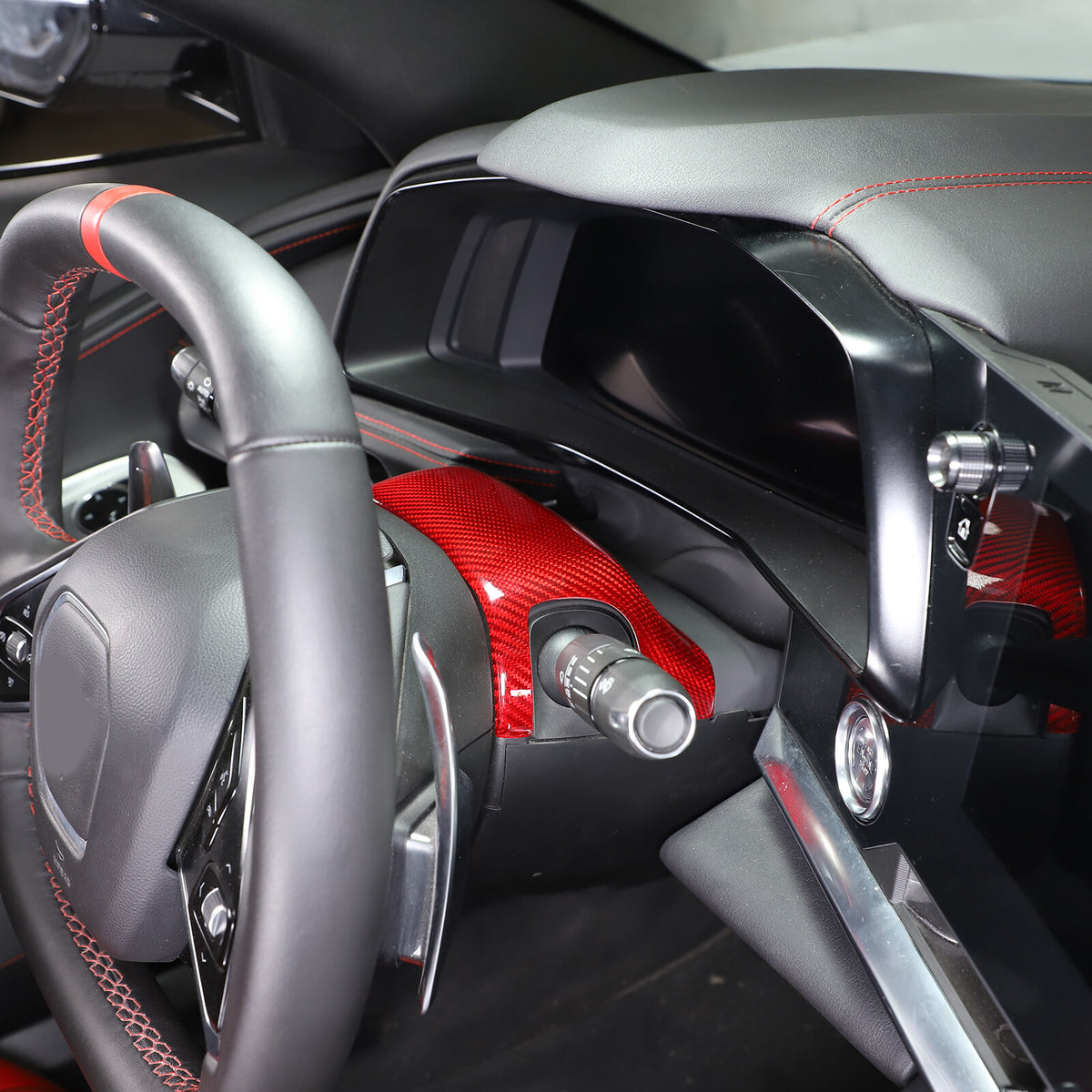 Red Real Carbon Fiber Interior Trim for Corvette C8 20-25 119