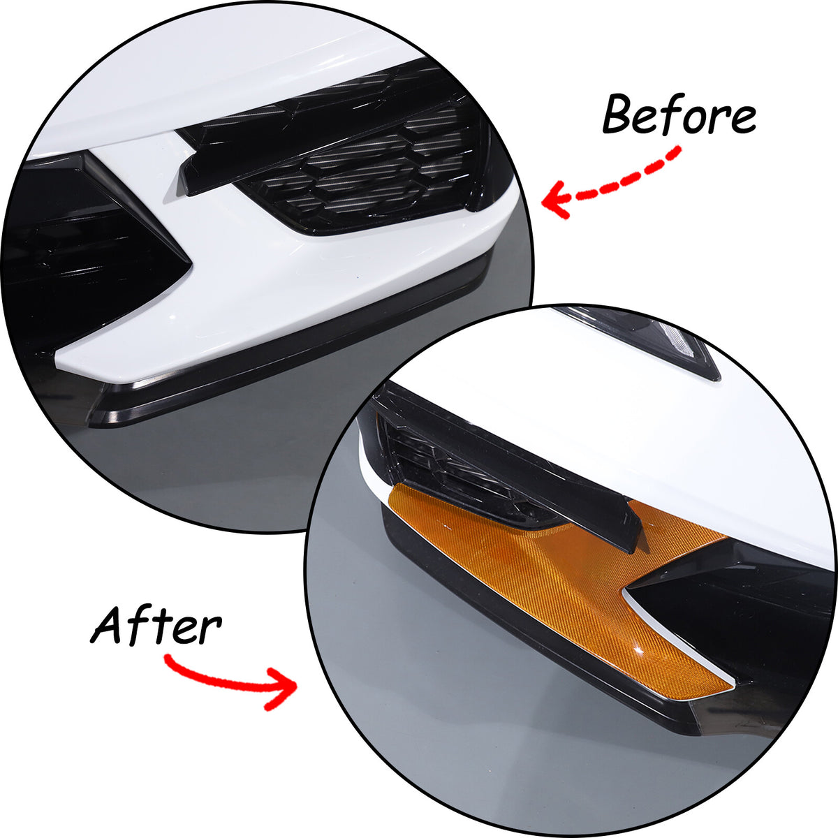 Yellow Carbon Fiber Front Bumper Grille Bezel Cover For Corvette C8 Z51 2020-26 10
