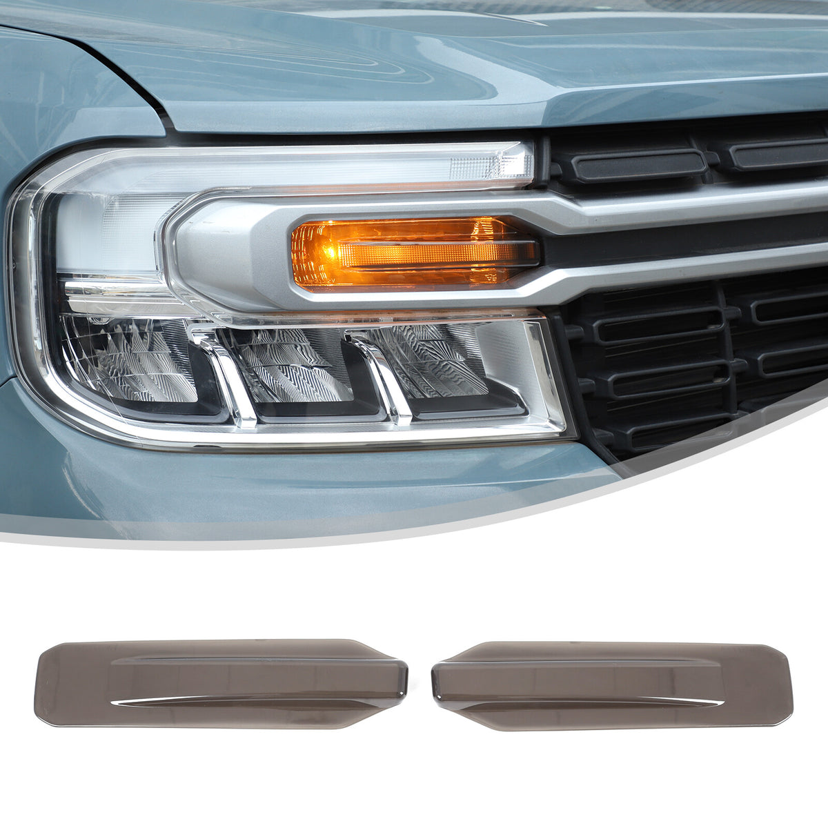 Smoked Black ABS Low Beam Headlight Trim Cover for Ford Maverick 2022-2023 15
