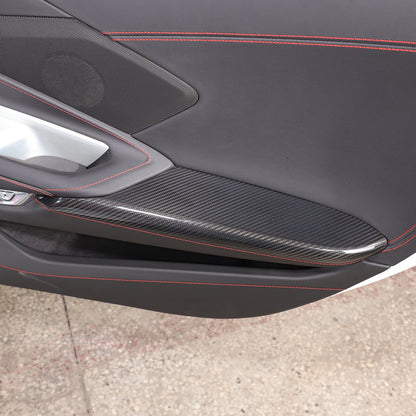 Dry Real Carbon Fiber Car Door Armrest Cover Trim For Corvette C8 Z51 Z06 20-26 4
