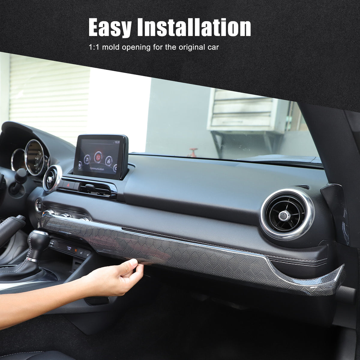 Honeycomb Carbon Fiber Interior Console Panel Trim For Mazda MX-5 Miata 2016-23 5