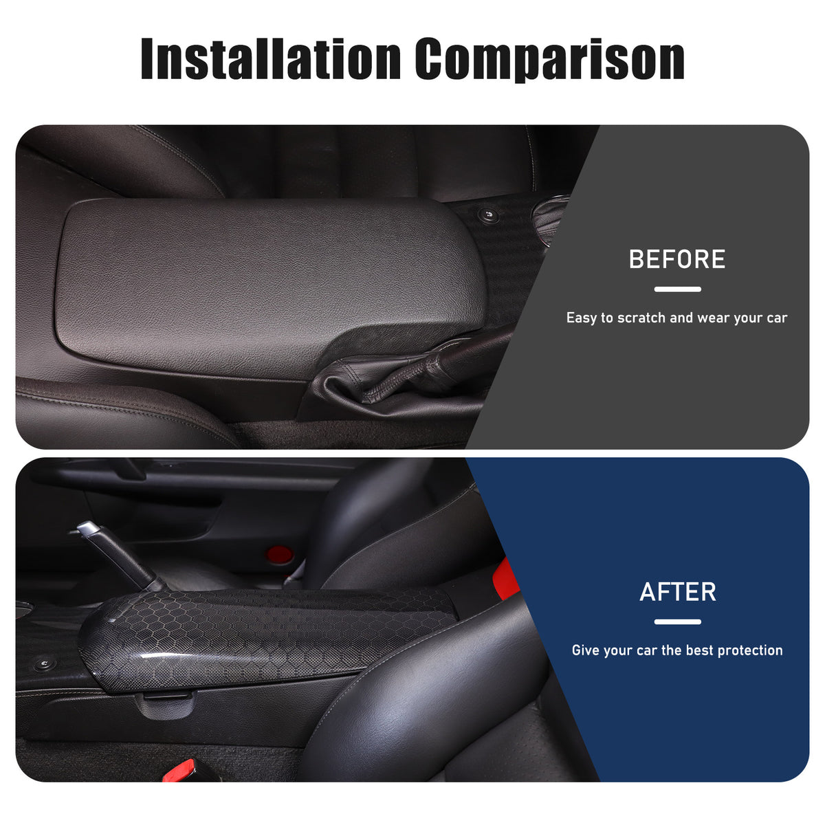 Honeycomb Carbon Fiber Center Console Armrest Box Cover For Corvette C6 2005-13 12