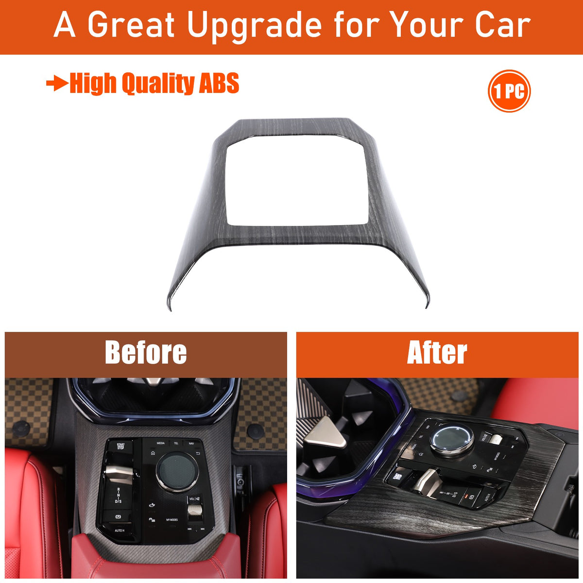 ABS Black Wood Grain Center Console Gear Shift Trim Cover For BMW X3 G45 2025+ 7