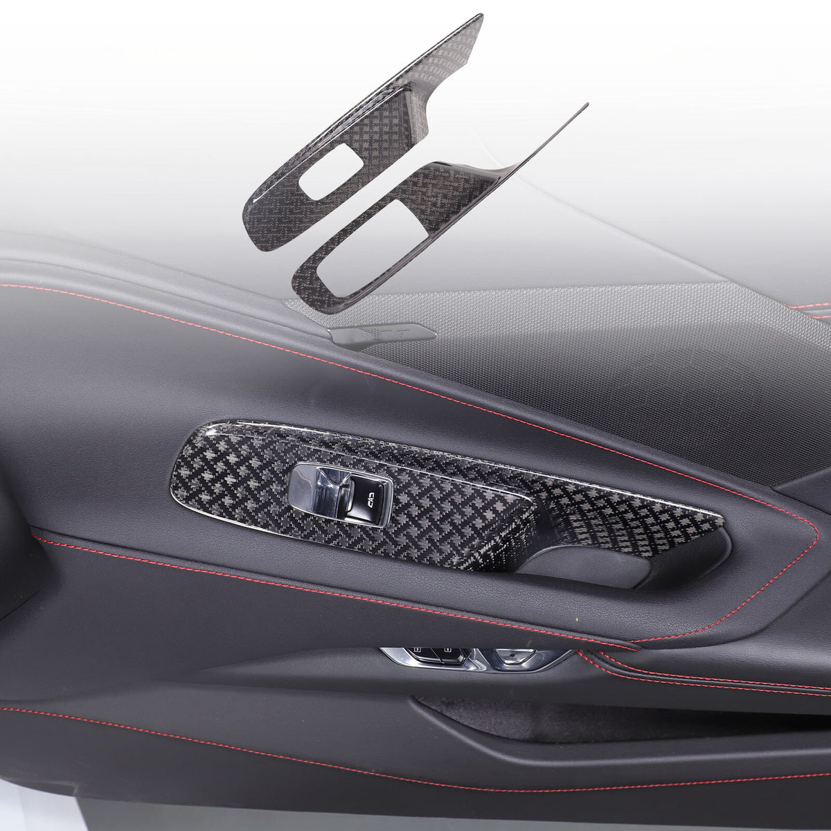 Real Carbon Fiber Window Lift Button Frame Trim For Corvette C8 Coup 2020-2026 3